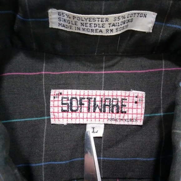 Vintage Software Men's  Button Front Shirt Sz L - Picture 6 of 6